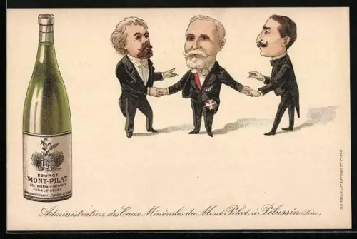 Lithographie Pélussin /Loire, Administration des Eaux-Minérales du Mont-Pilat, Reklame für Mineralwasser