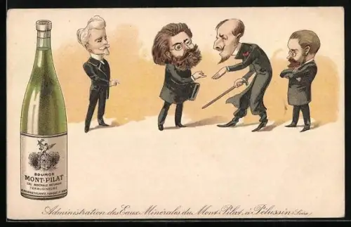 Lithographie Pélussin /Loire, Administration des Eaux-Minérales du Mont-Pilat, Reklame für Mineralwasser