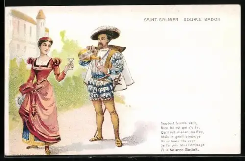 Lithographie St. Galmier, Source Badoit, Reklame