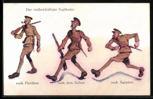 AK Englischer Soldat nach Flandern, nach dem Balkan und nach Ägypten