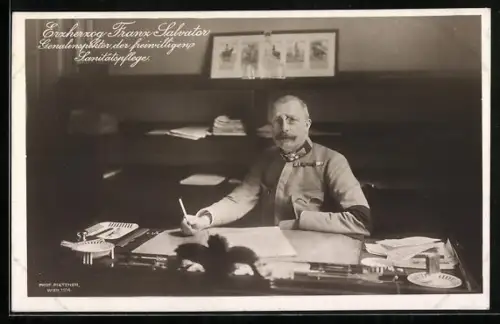 AK Erzherzog Franz Salvator von Österreich im Arbeitszimmer