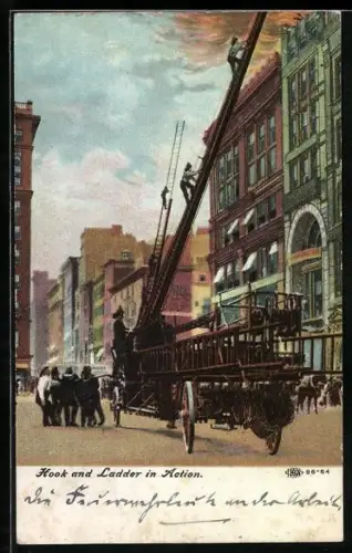 AK Hook and Ladder in Action, Leiterwagen der Feuerwehr im Einsatz