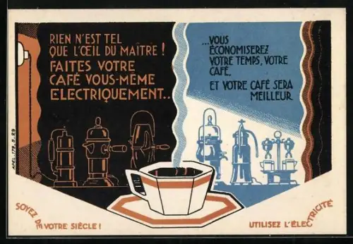 AK Dampfende Tasse Kaffee, Reklame für elektrische Kaffeemaschine