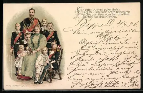 AK Kaiserin Auguste Victoria Königin von Preussen mit ihrer Familie