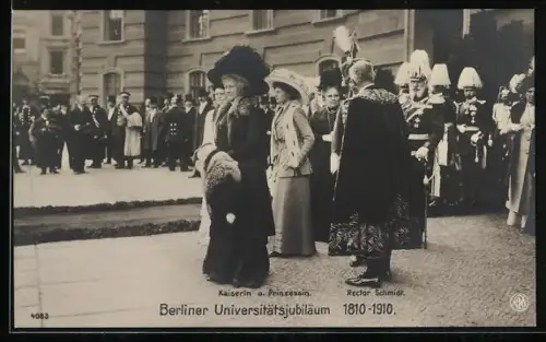 AK Berlin, Berliner Universitätsjubiläum 1810-1910, Kaiserin Auguste Victoria Königin von Preussen und Rector Schmidt
