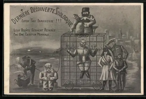 AK Kaiser Franz Josef I. von Österreich im Käfig