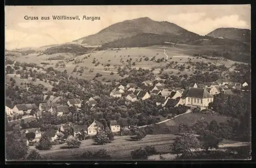 AK Wölflinswil, Teilansicht mit Bergen