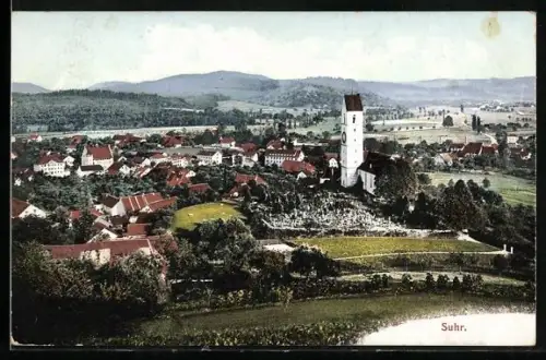 AK Suhr, Gesamtansicht mit Kirche von oben