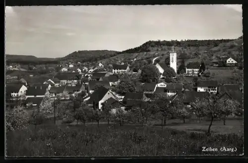 AK Zeihen /Aarg., Teilansicht mit Turmuhr