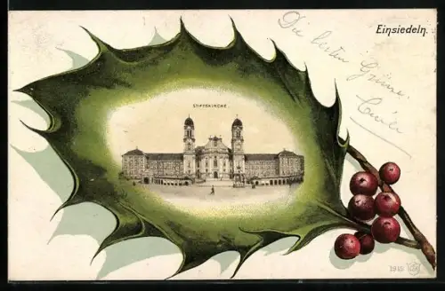 AK Einsiedeln, Stiftskirche im Mistelblatt