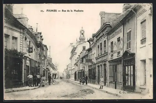 AK Fismes, Rue de la Huchette, Strassenpartie