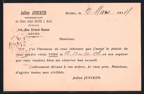AK Reims, Julien Juncker, Representant des Usines Arthur Martin