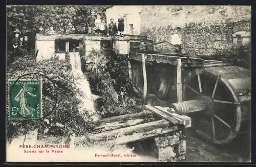 AK Fère-Champenoise, Scierie sur la Vaure