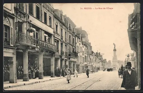 AK Reims, La Rue de l`Etape