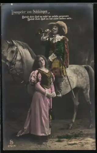 AK Trompeter von Säckingen zu Pferd mit Margarete