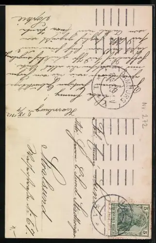 Foto-AK L.J. & F.F. Nr. 2702/5: Kleiner Junge mit Blumen, Geburtstagsgruss