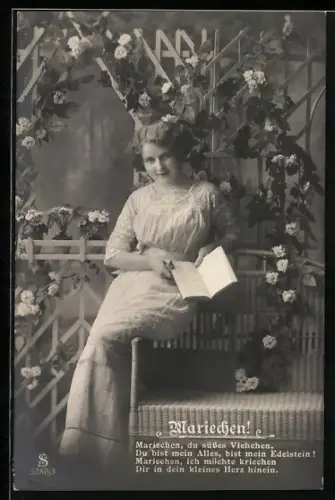 Foto-AK L.J. & F.F. Nr. 3268 /3: Hübsche Dame liest ein Buch