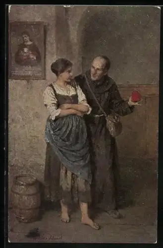 Ölgemälde-Imitations-AK Erpaco-Kunstverlag Nr. 4: Der beherzte Pater