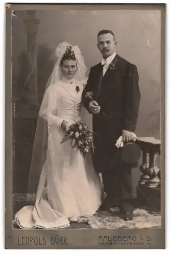 Fotografie Leopold Dürr, Radeberg, Dresdnerstrasse 18, Hochzeitsporträt eines Paares