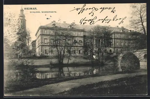 AK Weimar / Thür., Schloss, Wasserseite