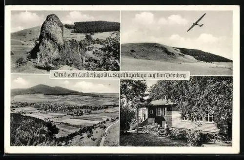 AK Dörnberg / Kassel, Landesjugend- und Segelfliegerlager, Felsen, Segelflugzeug, Unterkunft