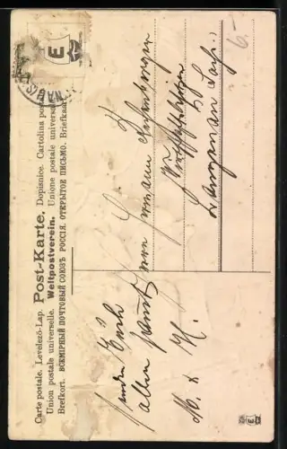 Künstler-AK Zwei Clowns sitzen zu Mitternacht auf dem Kirchturm und trinken