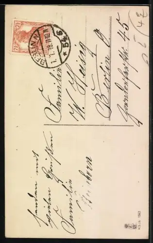 Künstler-AK Glückwünsche zum Jahreswechsel, Jahreszahl 1918 aus Tannengrün