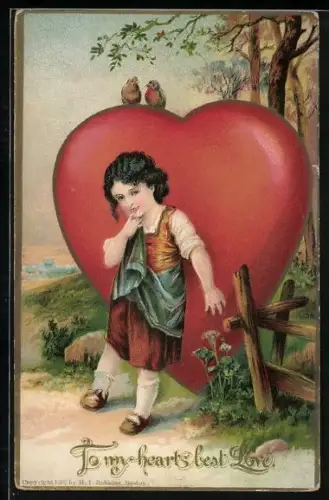 AK Kinder steht vor einem riesigen Herz, To my hearts best Love