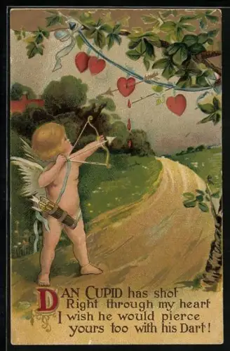 Künstler-Lithographie An Cupid has short right through my Heart..., Amor zielt auf Herzen