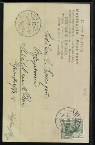 Lithographie Zwei Weihnachtsengel in weissen Gewändern