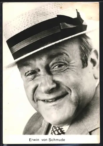 AK Schauspieler Erwin von Schmude mit Strohhut im Porträt