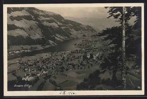 AK Lungern, Teilansicht mit Bergen