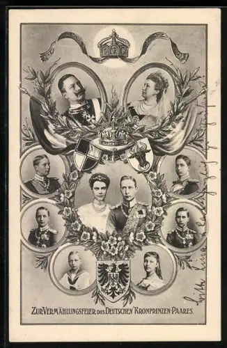 AK Porträts von Kronprinzessin Cecilie und ihrer Familie, Zur Vermählung des Deutschen Kronprinzen-Paares
