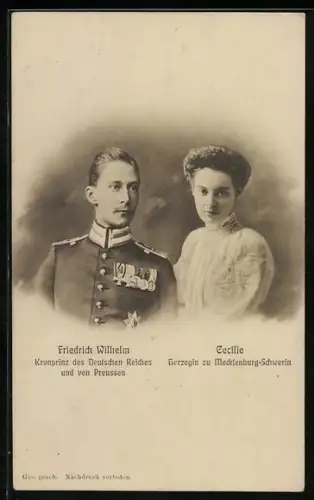 AK Kronprinzessin Cecilie, Herzogin von Mecklenburg-Schwerin und ihr Gatte Kronprinz Friedrich Wilhelm