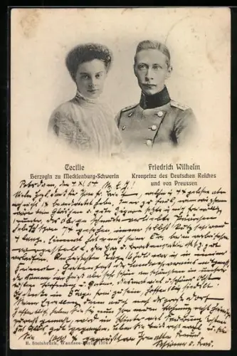 AK Cecilie Herzoging von Mecklenburg-Schwerin und Kronprinz Friedrich Wilhelm