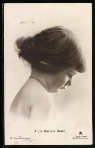 AK Prinzessin Ileana von Rumänien, Portrait im Profil
