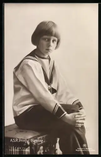 AK Prinz Nicolae von Rumänien im Matrosenanzug