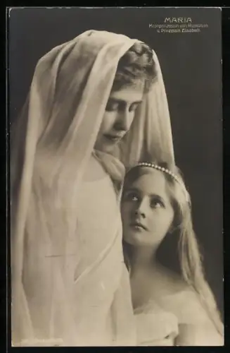 AK Kronprinzessin Maria von Rumänien mit Prinzessin Elisabeth