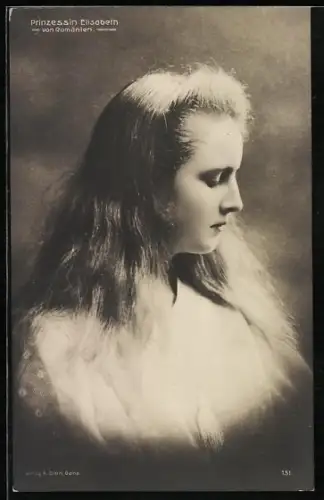 AK Prinzessin Elisabeth von Rumänien, Profilportrait