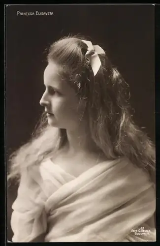 AK Prinzessin Elisaveta von Rumänien mit Schleife im Haar