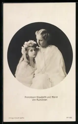 AK Prinzessin Elisabeth und Marie von Rumänien als junge Mädchen