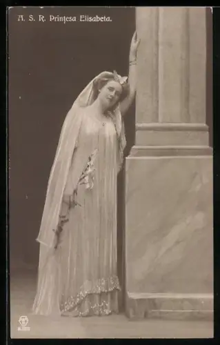 AK Prinzessin Elisabeta von Rumänien im weissen Kleid