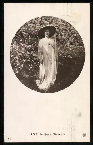 AK Printesa Elisabeta, Portrait im Grünen