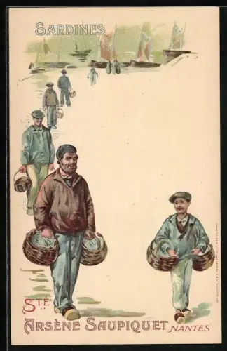 Künstler-AK Sardines de Ste Arène Saupiquet, Reklame