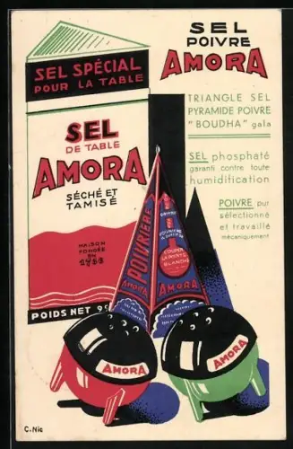 Künstler-AK Sel de Table Amora, Reklame