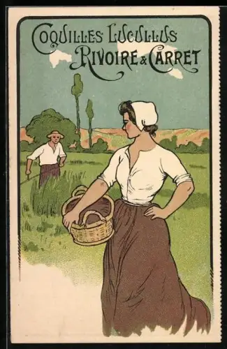Lithographie Coquilles Lucullus Rivoire & Carret, Reklame, Bauern bei der Arbeit auf dem Feld