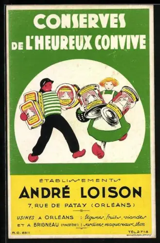 Künstler-AK Conserves de l`Heureux Convive André Loison, Reklame