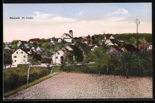 AK Oberwil /Aargau, Teilansicht mit Kirche