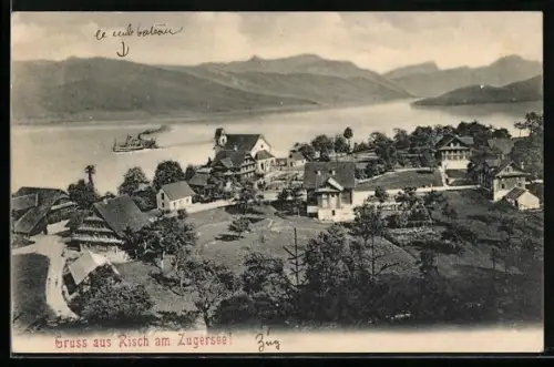 AK Risch am Zugersee, Ortspartie mit Bergen