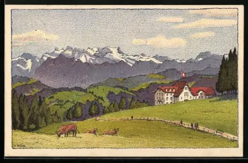 Künstler-AK Zug, Kurhaus Gottschalkenberg